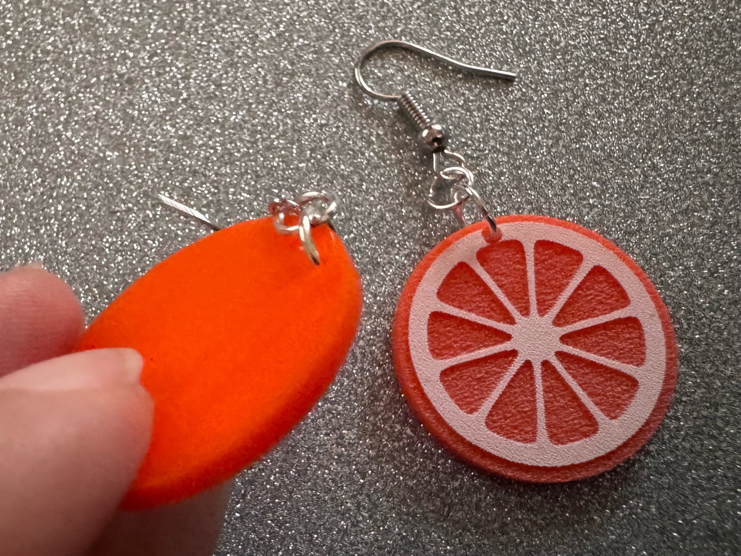 Orange Earrings: Laser Cut Acrylic Oranges, Fruit, Citrus, Oranges, Food Earrings, Sliced Oranges, Best Gifts for Her/Him/Them