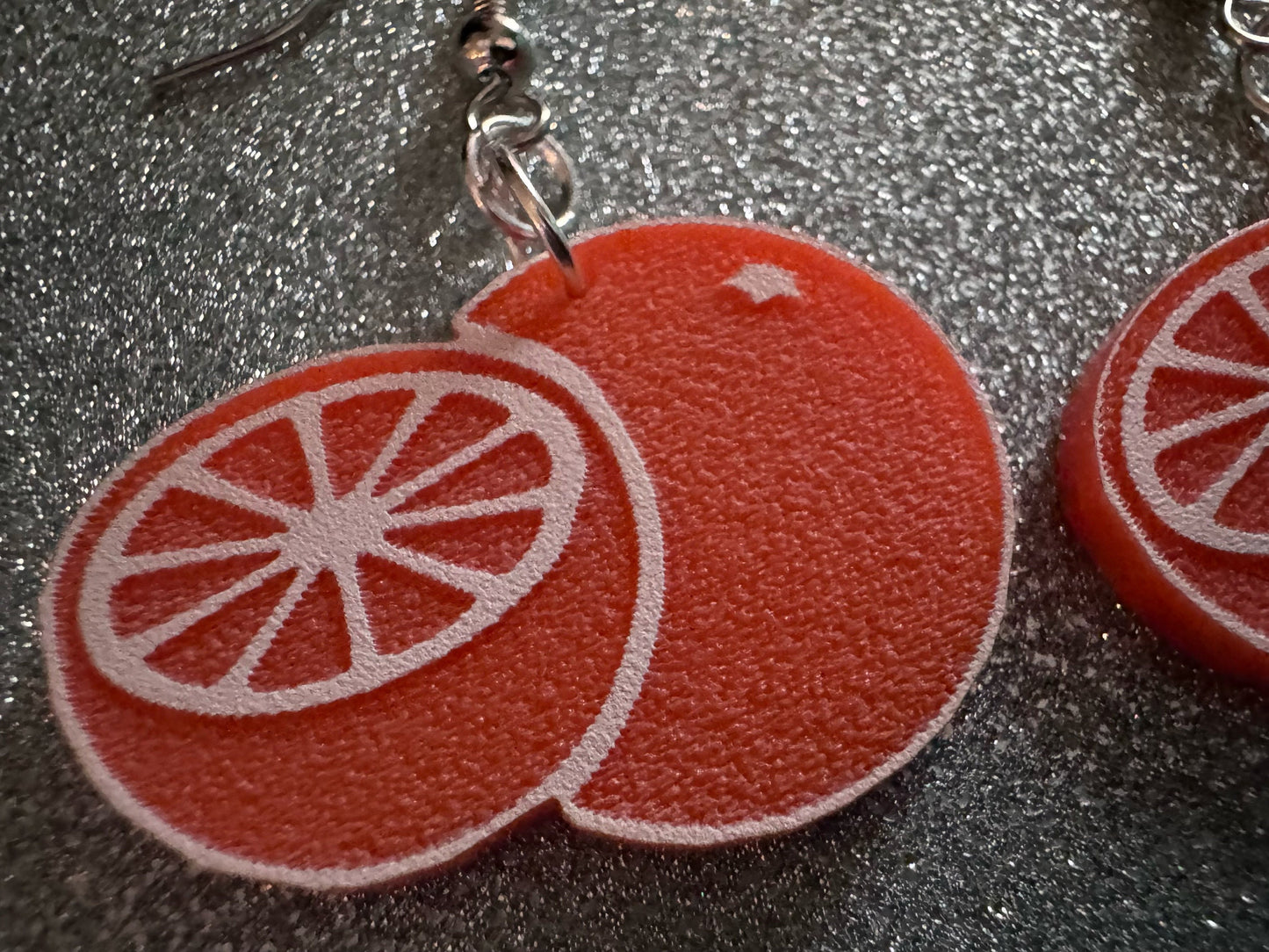 Orange Earrings: Laser Cut Acrylic Oranges, Fruit, Citrus, Oranges, Food Earrings, Sliced Oranges, Best Gifts for Her/Him/Them