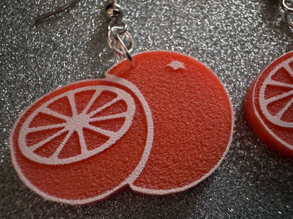 Orange Earrings: Laser Cut Acrylic Oranges, Fruit, Citrus, Oranges, Food Earrings, Sliced Oranges, Best Gifts for Her/Him/Them