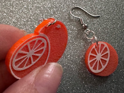 Orange Earrings: Laser Cut Acrylic Oranges, Fruit, Citrus, Oranges, Food Earrings, Sliced Oranges, Best Gifts for Her/Him/Them