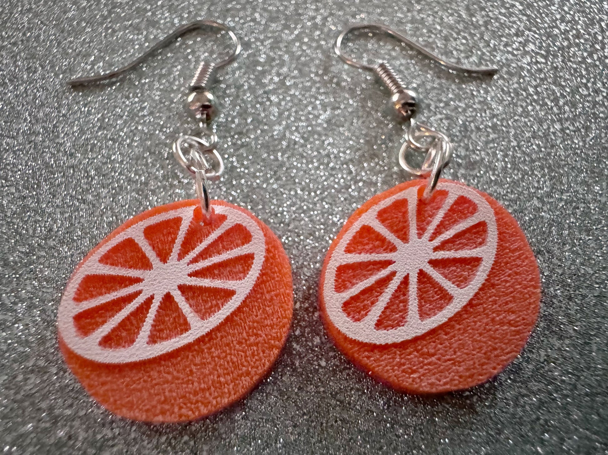 Orange Earrings: Laser Cut Acrylic Oranges, Fruit, Citrus, Oranges, Food Earrings, Sliced Oranges, Best Gifts for Her/Him/Them