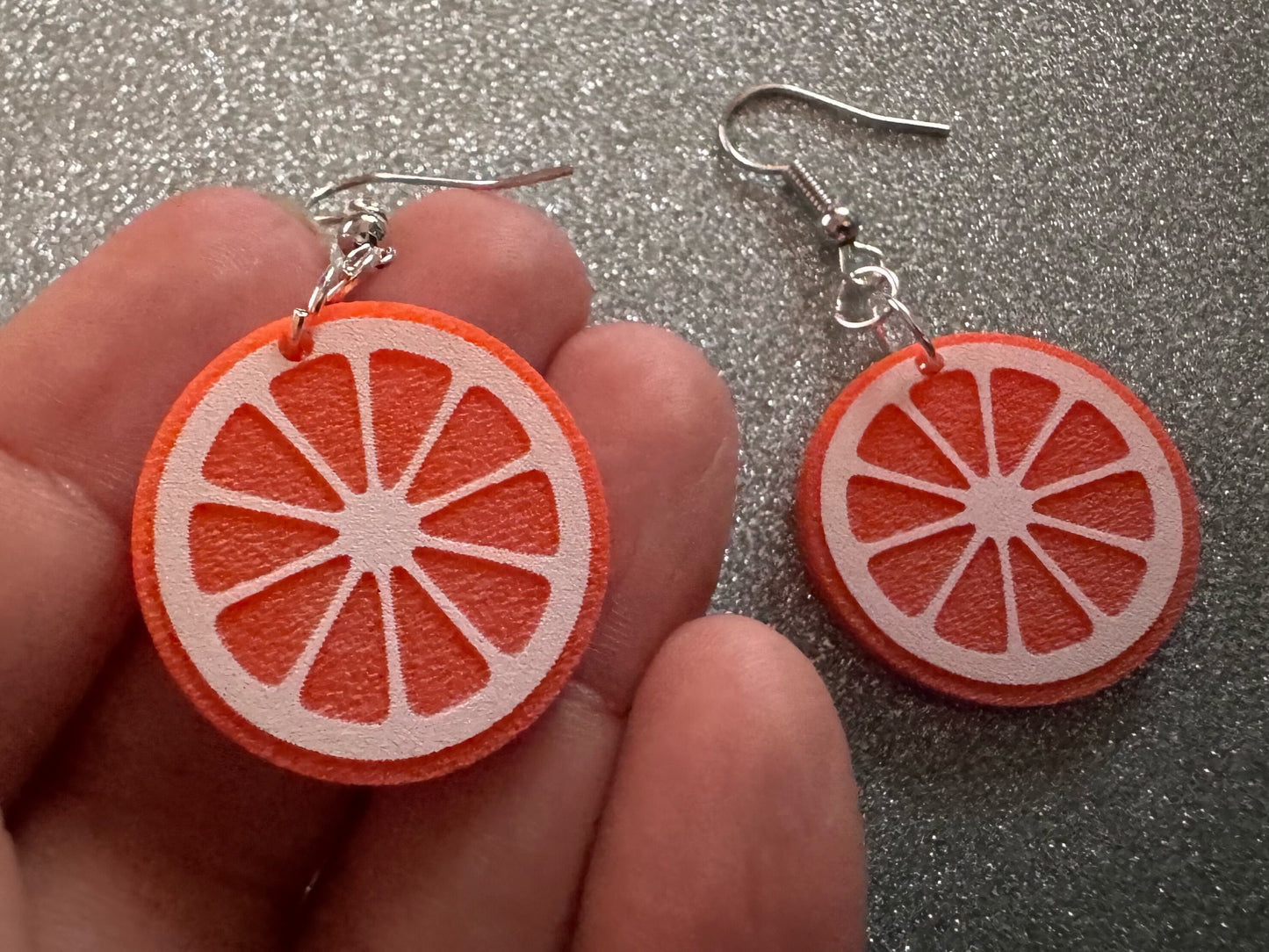 Orange Earrings: Laser Cut Acrylic Oranges, Fruit, Citrus, Oranges, Food Earrings, Sliced Oranges, Best Gifts for Her/Him/Them