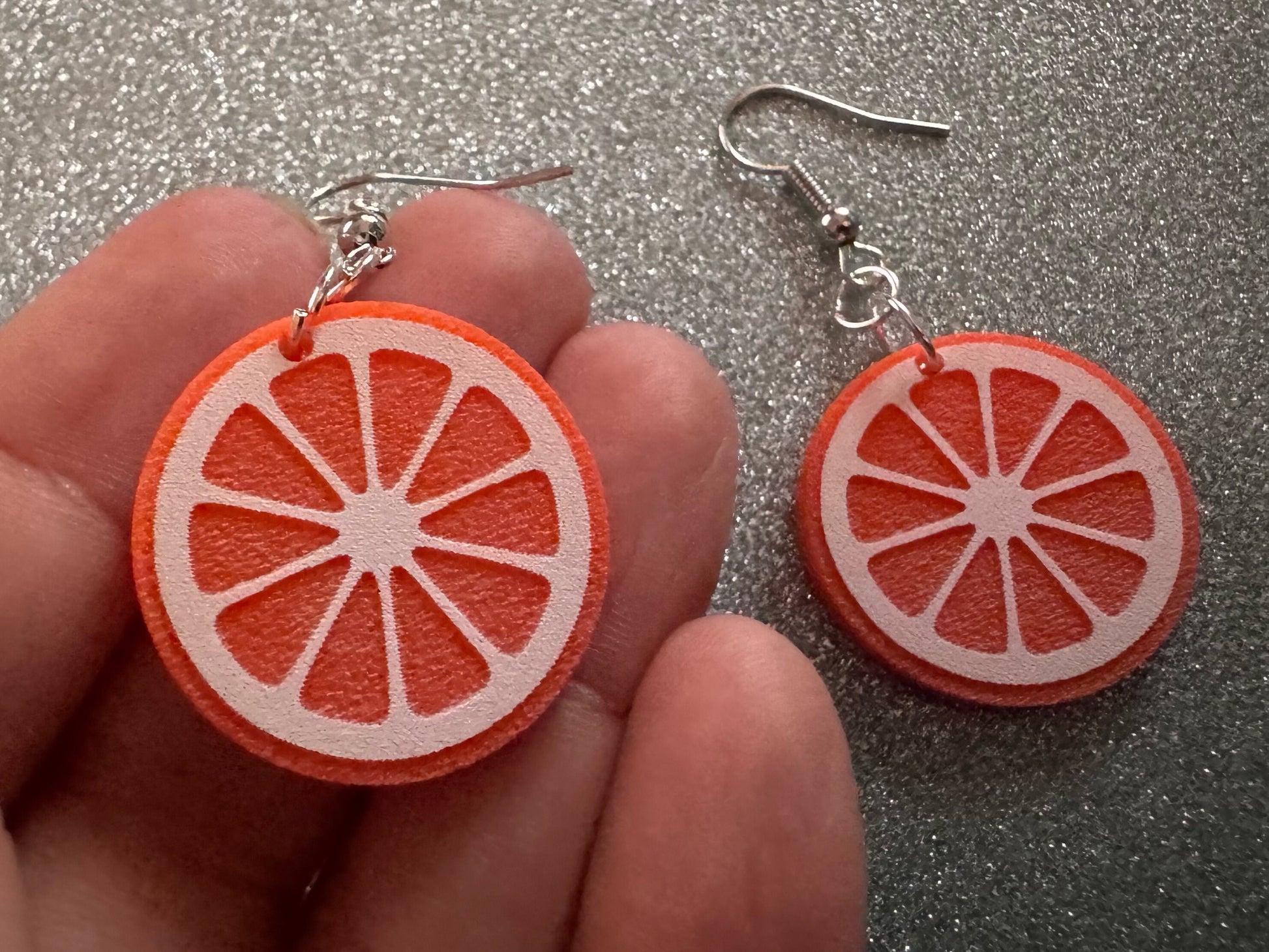 Orange Earrings: Laser Cut Acrylic Oranges, Fruit, Citrus, Oranges, Food Earrings, Sliced Oranges, Best Gifts for Her/Him/Them