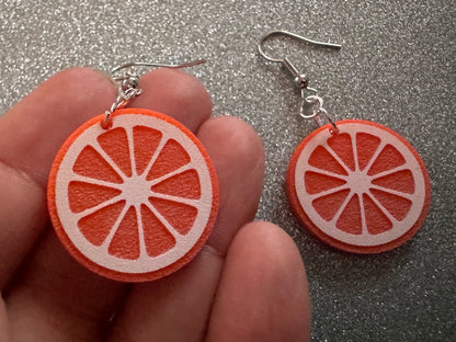 Orange Earrings: Laser Cut Acrylic Oranges, Fruit, Citrus, Oranges, Food Earrings, Sliced Oranges, Best Gifts for Her/Him/Them