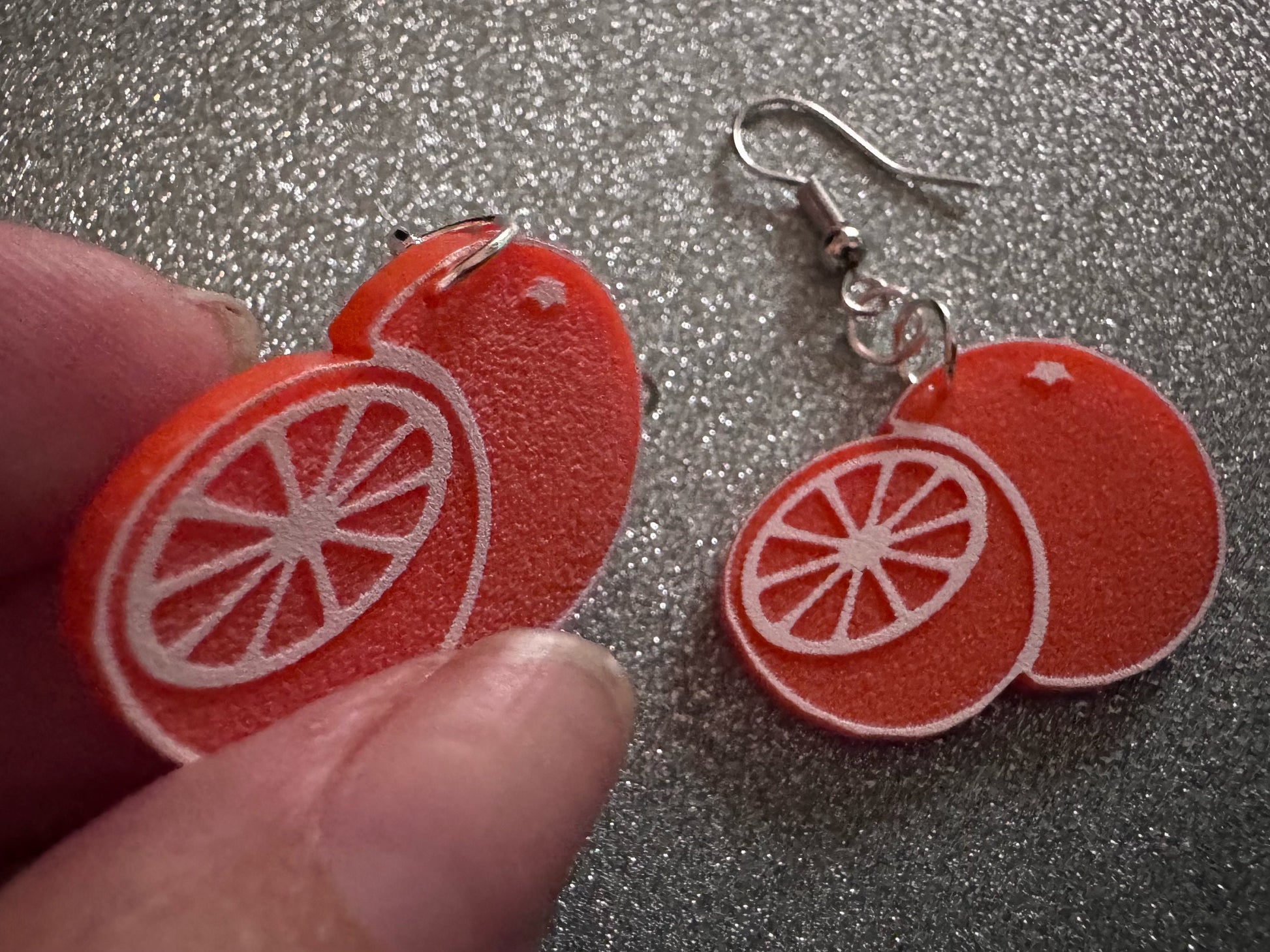 Orange Earrings: Laser Cut Acrylic Oranges, Fruit, Citrus, Oranges, Food Earrings, Sliced Oranges, Best Gifts for Her/Him/Them