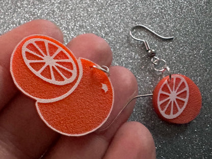 Orange Earrings: Laser Cut Acrylic Oranges, Fruit, Citrus, Oranges, Food Earrings, Sliced Oranges, Best Gifts for Her/Him/Them