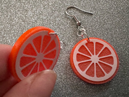 Orange Earrings: Laser Cut Acrylic Oranges, Fruit, Citrus, Oranges, Food Earrings, Sliced Oranges, Best Gifts for Her/Him/Them