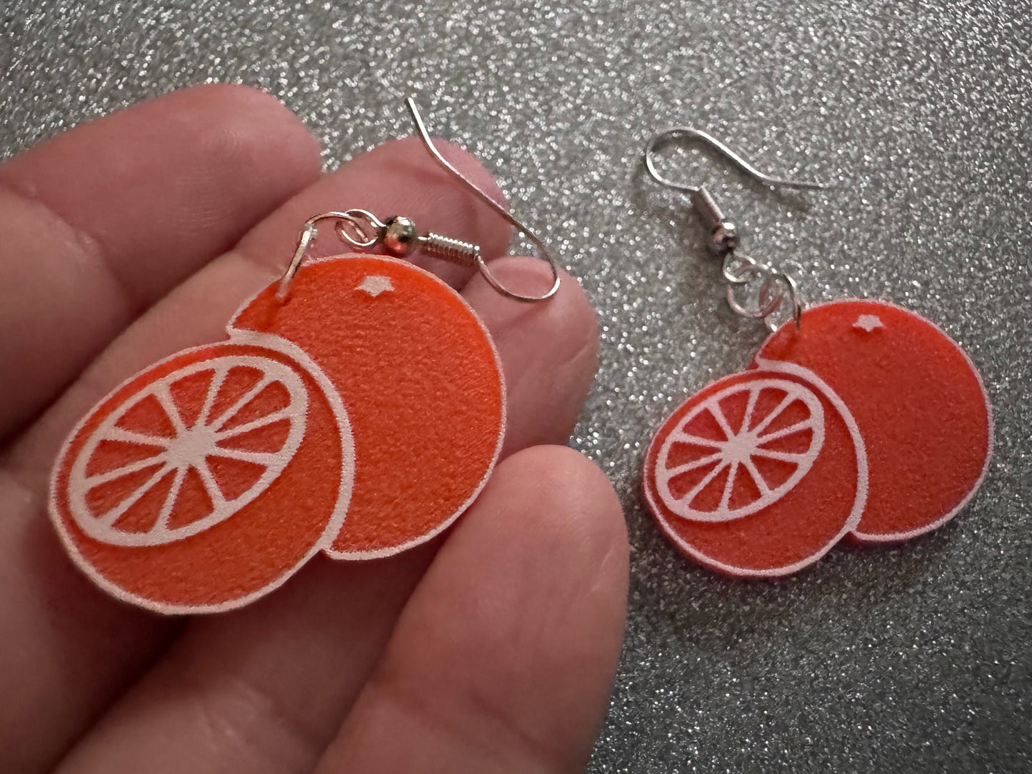 Orange Earrings: Laser Cut Acrylic Oranges, Fruit, Citrus, Oranges, Food Earrings, Sliced Oranges, Best Gifts for Her/Him/Them