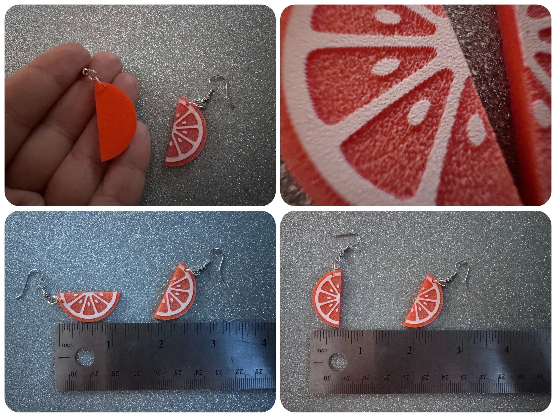 Orange Earrings: Laser Cut Acrylic Oranges, Fruit, Citrus, Oranges, Food Earrings, Sliced Oranges, Best Gifts for Her/Him/Them