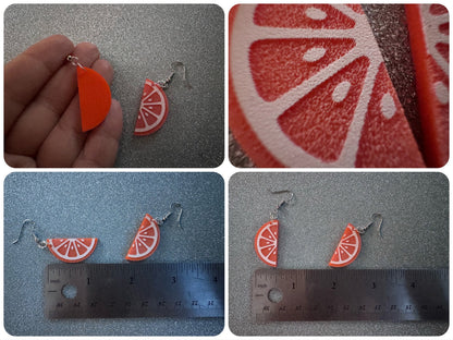 Orange Earrings: Laser Cut Acrylic Oranges, Fruit, Citrus, Oranges, Food Earrings, Sliced Oranges, Best Gifts for Her/Him/Them