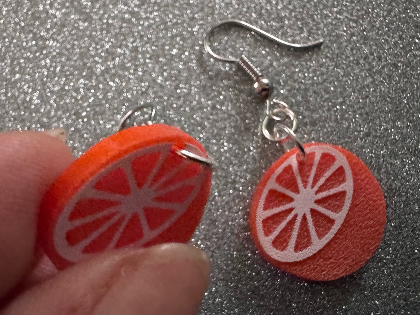 Orange Earrings: Laser Cut Acrylic Oranges, Fruit, Citrus, Oranges, Food Earrings, Sliced Oranges, Best Gifts for Her/Him/Them