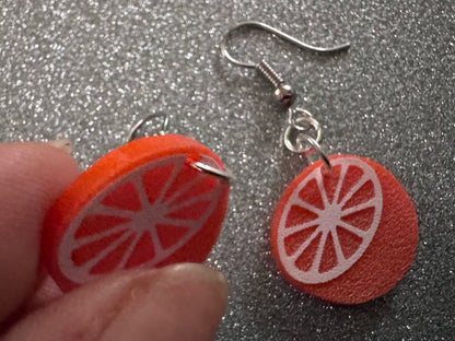 Orange Earrings: Laser Cut Acrylic Oranges, Fruit, Citrus, Oranges, Food Earrings, Sliced Oranges, Best Gifts for Her/Him/Them