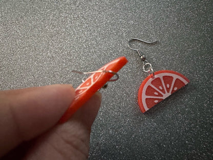 Orange Earrings: Laser Cut Acrylic Oranges, Fruit, Citrus, Oranges, Food Earrings, Sliced Oranges, Best Gifts for Her/Him/Them