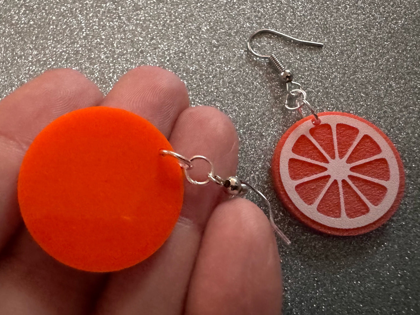 Orange Earrings: Laser Cut Acrylic Oranges, Fruit, Citrus, Oranges, Food Earrings, Sliced Oranges, Best Gifts for Her/Him/Them