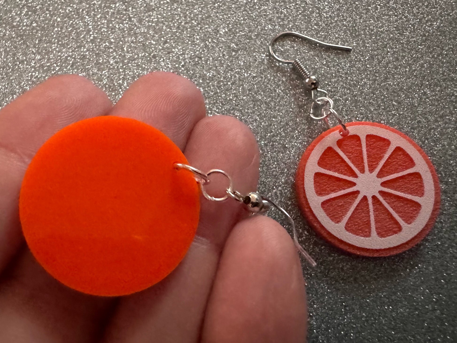 Orange Earrings: Laser Cut Acrylic Oranges, Fruit, Citrus, Oranges, Food Earrings, Sliced Oranges, Best Gifts for Her/Him/Them