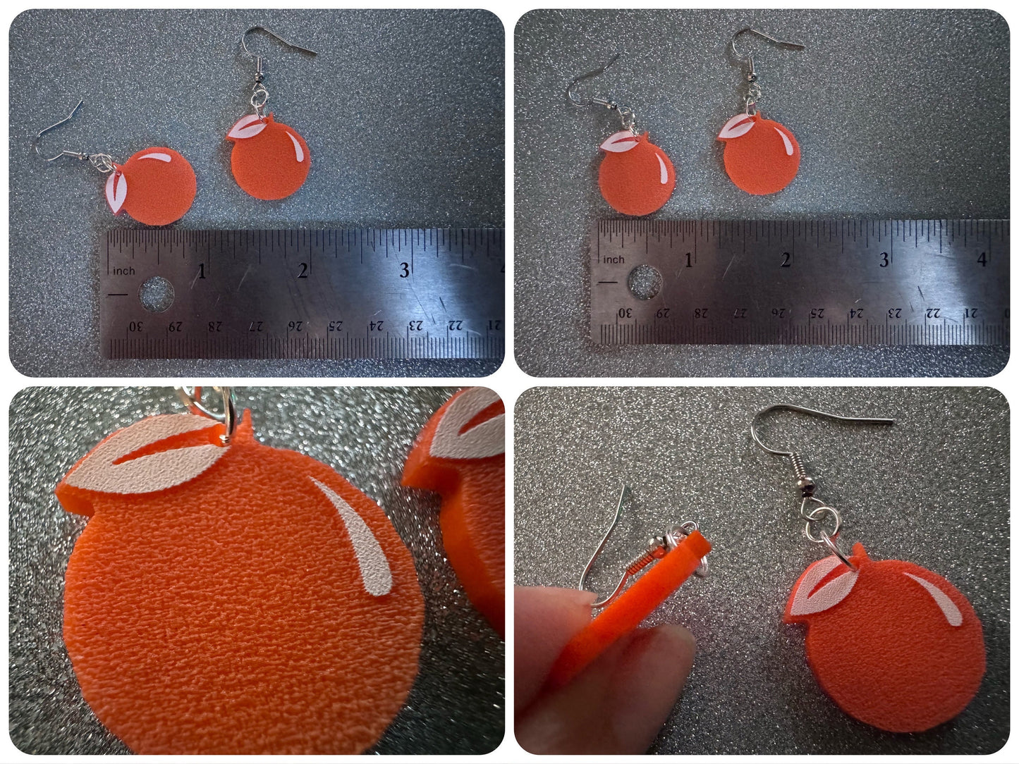 Orange Earrings: Laser Cut Acrylic Oranges, Fruit, Citrus, Oranges, Food Earrings, Sliced Oranges, Best Gifts for Her/Him/Them
