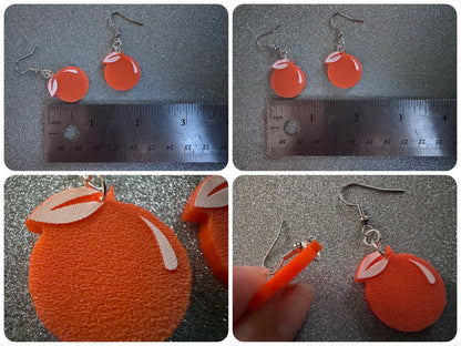 Orange Earrings: Laser Cut Acrylic Oranges, Fruit, Citrus, Oranges, Food Earrings, Sliced Oranges, Best Gifts for Her/Him/Them