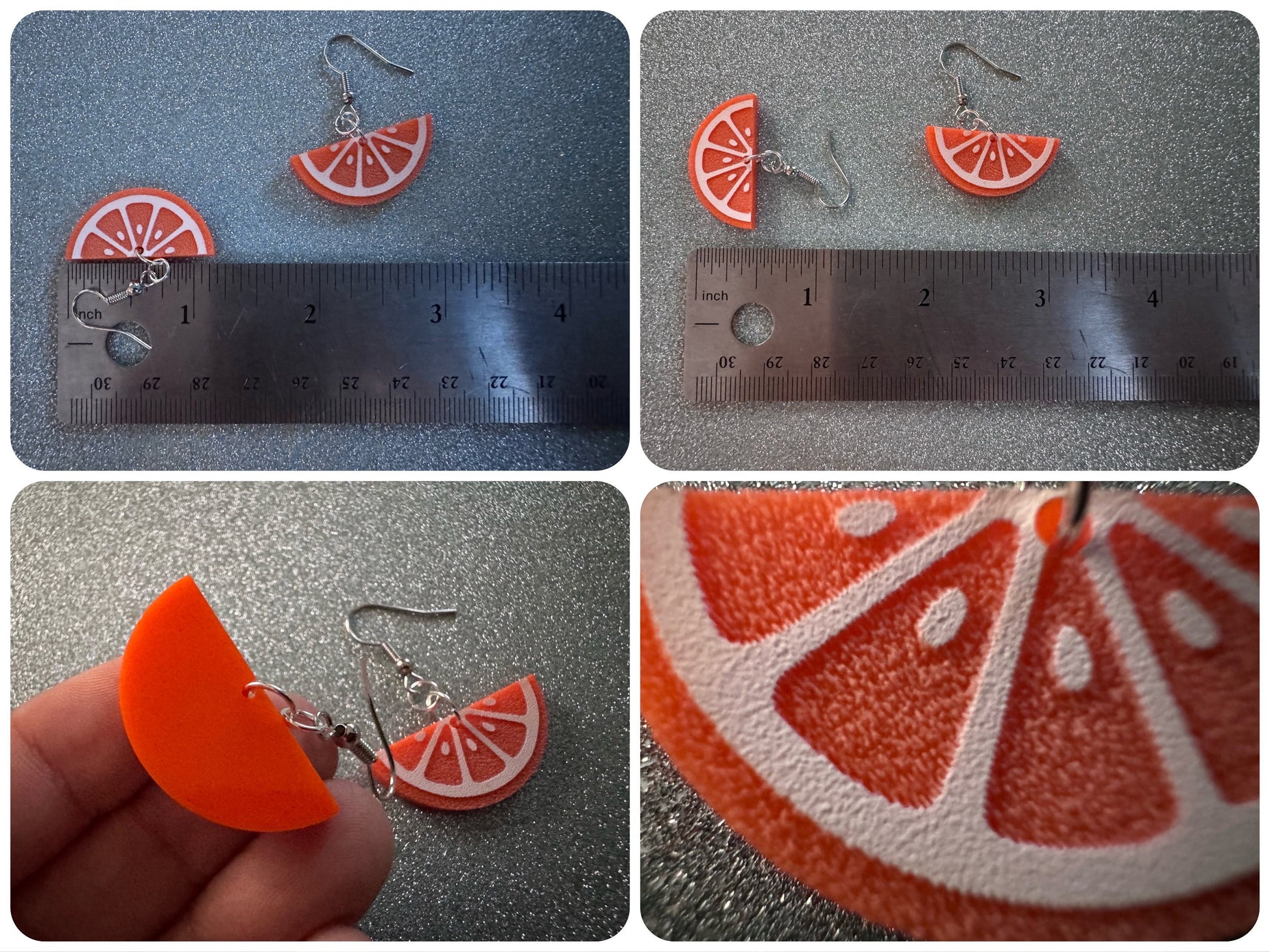Orange Earrings: Laser Cut Acrylic Oranges, Fruit, Citrus, Oranges, Food Earrings, Sliced Oranges, Best Gifts for Her/Him/Them