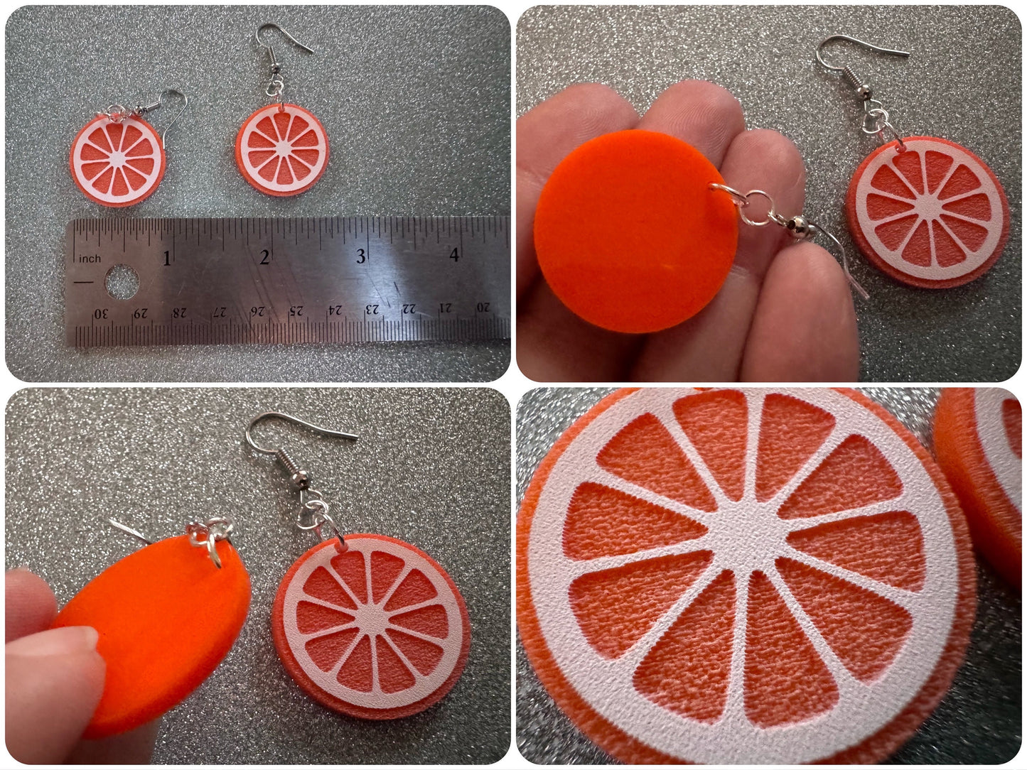 Orange Earrings: Laser Cut Acrylic Oranges, Fruit, Citrus, Oranges, Food Earrings, Sliced Oranges, Best Gifts for Her/Him/Them