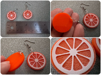 Orange Earrings: Laser Cut Acrylic Oranges, Fruit, Citrus, Oranges, Food Earrings, Sliced Oranges, Best Gifts for Her/Him/Them