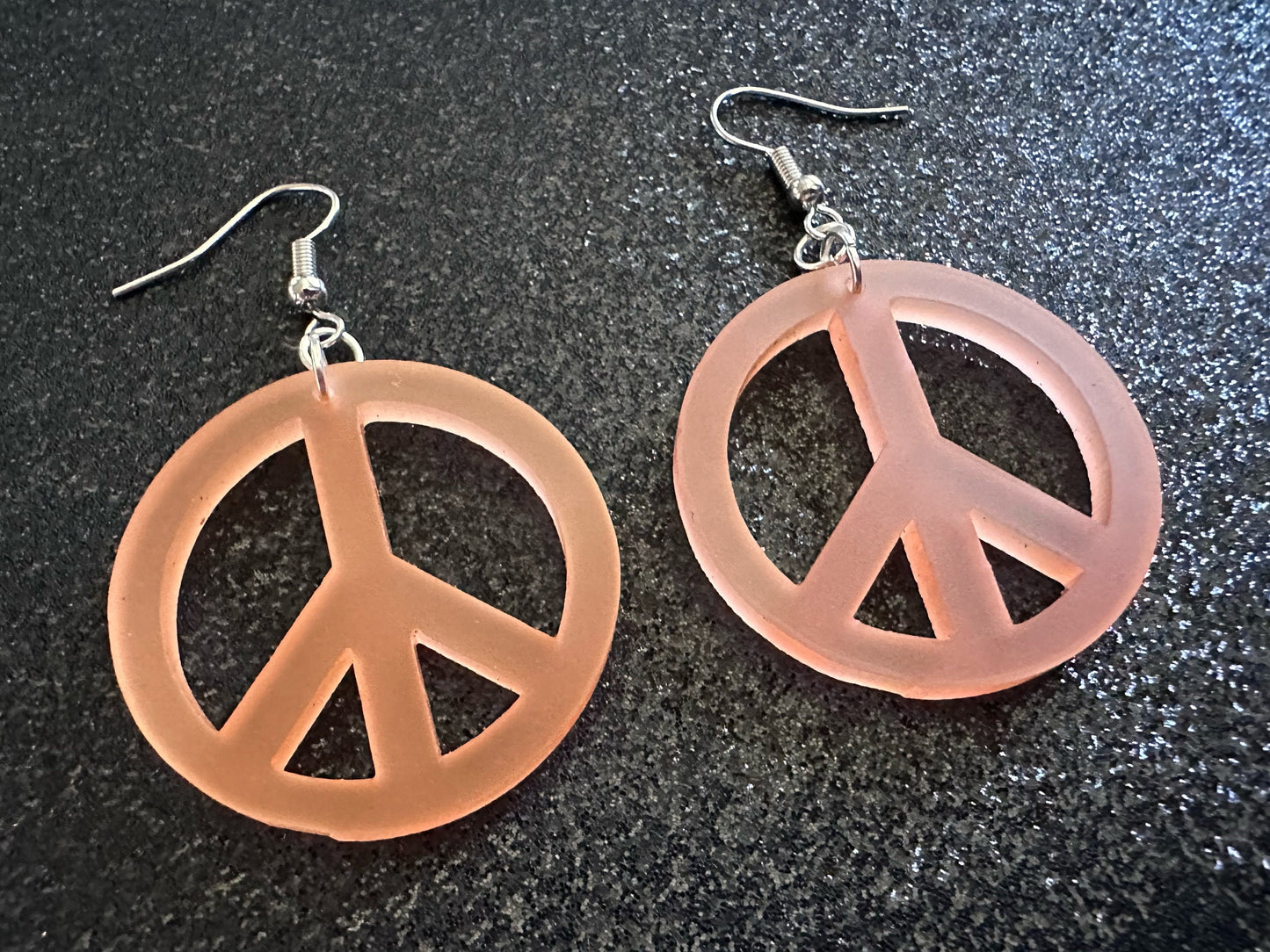 Orange Peace Sign Earrings: Laser Cut Acrylic Peace Signs, Hippie, Hipster, 80s, Happiness, Happy, Best Gifts for Her/Him/Them