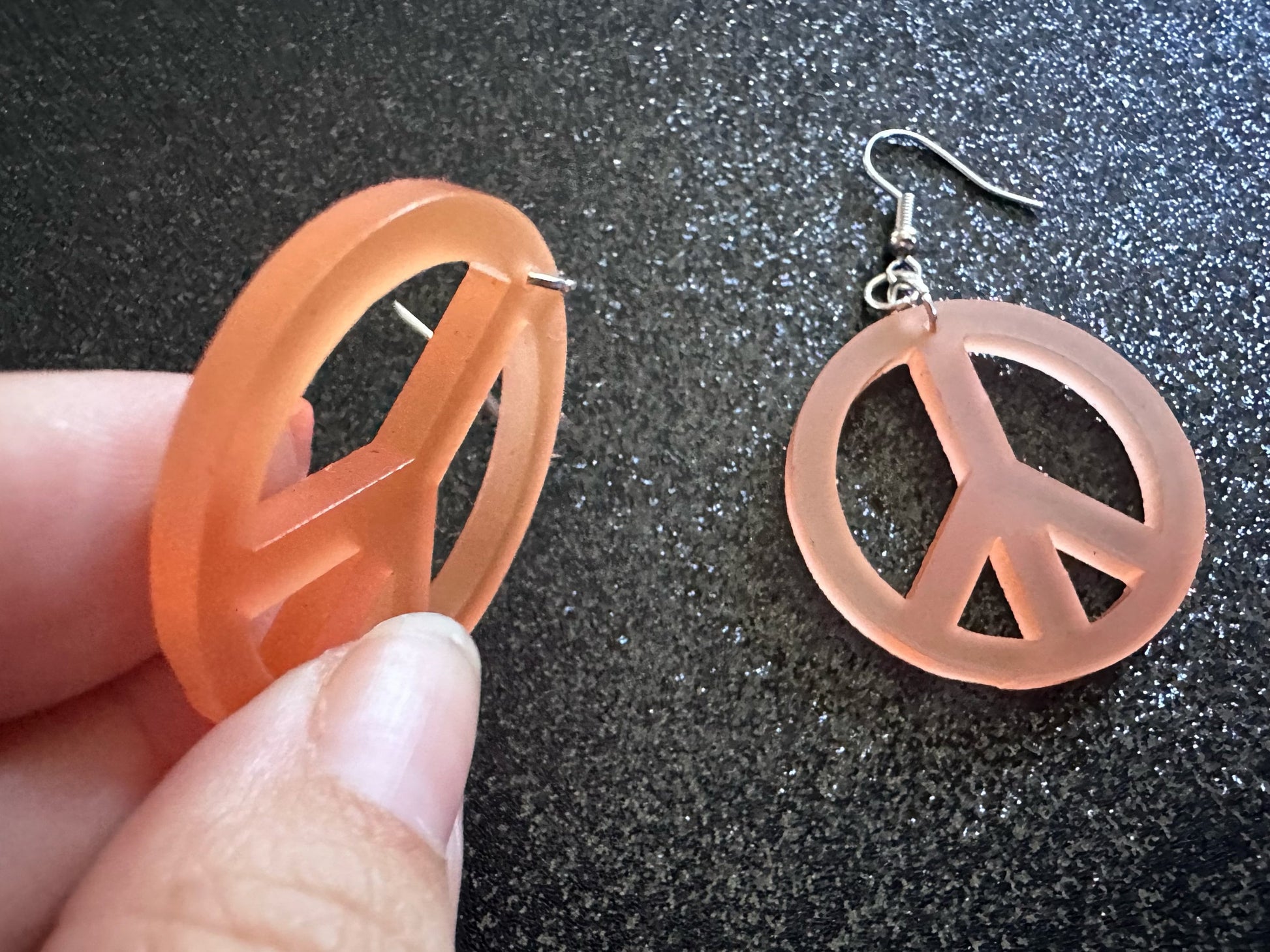 Orange Peace Sign Earrings: Laser Cut Acrylic Peace Signs, Hippie, Hipster, 80s, Happiness, Happy, Best Gifts for Her/Him/Them