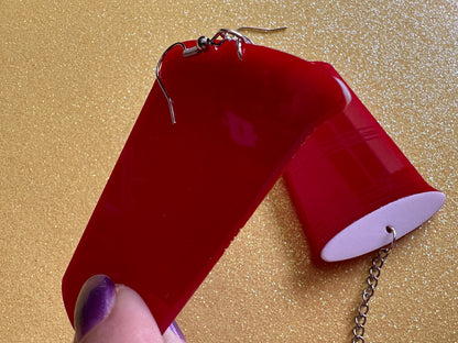 Oversized Beer Pong Earrings: Laser Cut Acrylic Solo Cups Ping Pong Balls, Party Sports, College, Drinking Game, Best Gifts for Her/Him/Them
