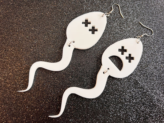 Oversized Dead Sperm Earrings: Laser Cut Acrylic Swimmers, Urology Jewelry, Urology Doctor, Vasectomy Earrings, Best Gifts for Her/Him/Them