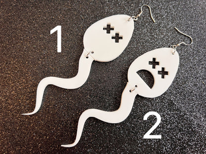 Oversized Dead Sperm Earrings: Laser Cut Acrylic Swimmers, Urology Jewelry, Urology Doctor, Vasectomy Earrings, Best Gifts for Her/Him/Them