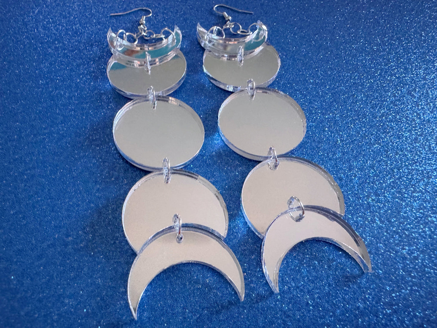 Oversized Mirrored Moon Phase Earrings: Laser Cut Acrylic Moons, Night, Astrology, Astronomy, Magic, Spiritual, Best Gifts for Her/Him/Them