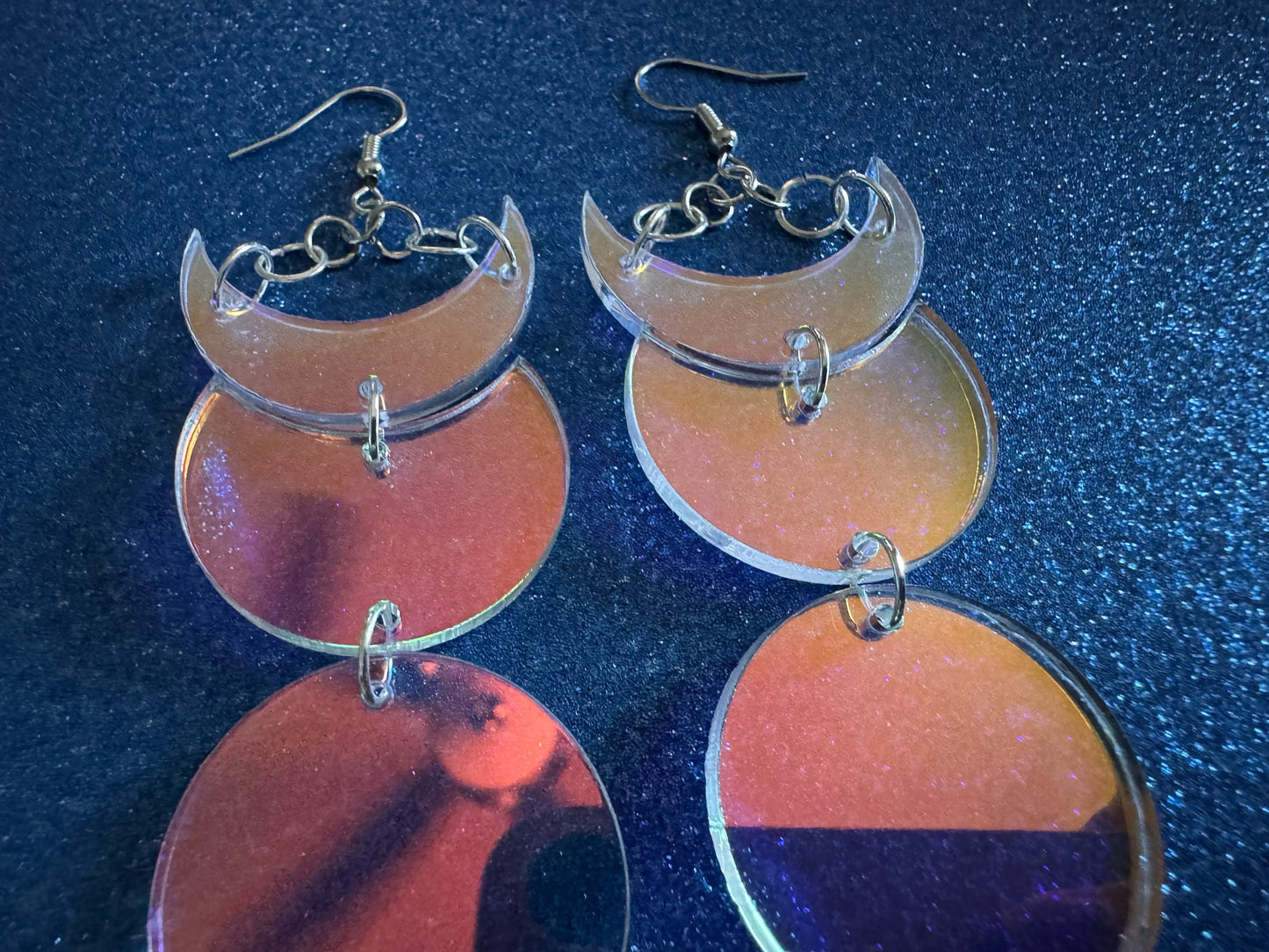 Oversized Mirrored Moon Phase Earrings: Laser Cut Acrylic Moons, Night, Astrology, Astronomy, Magic, Spiritual, Best Gifts for Her/Him/Them