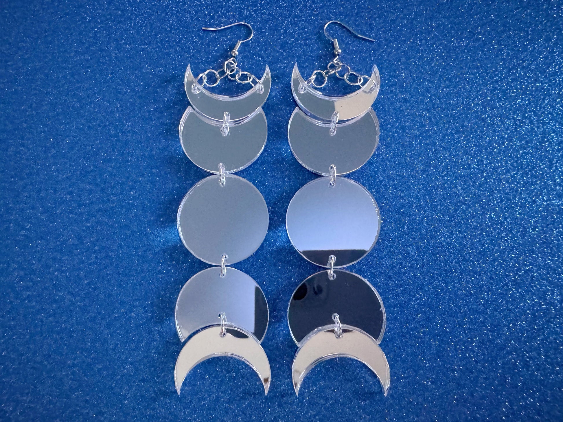 Oversized Mirrored Moon Phase Earrings: Laser Cut Acrylic Moons, Night, Astrology, Astronomy, Magic, Spiritual, Best Gifts for Her/Him/Them