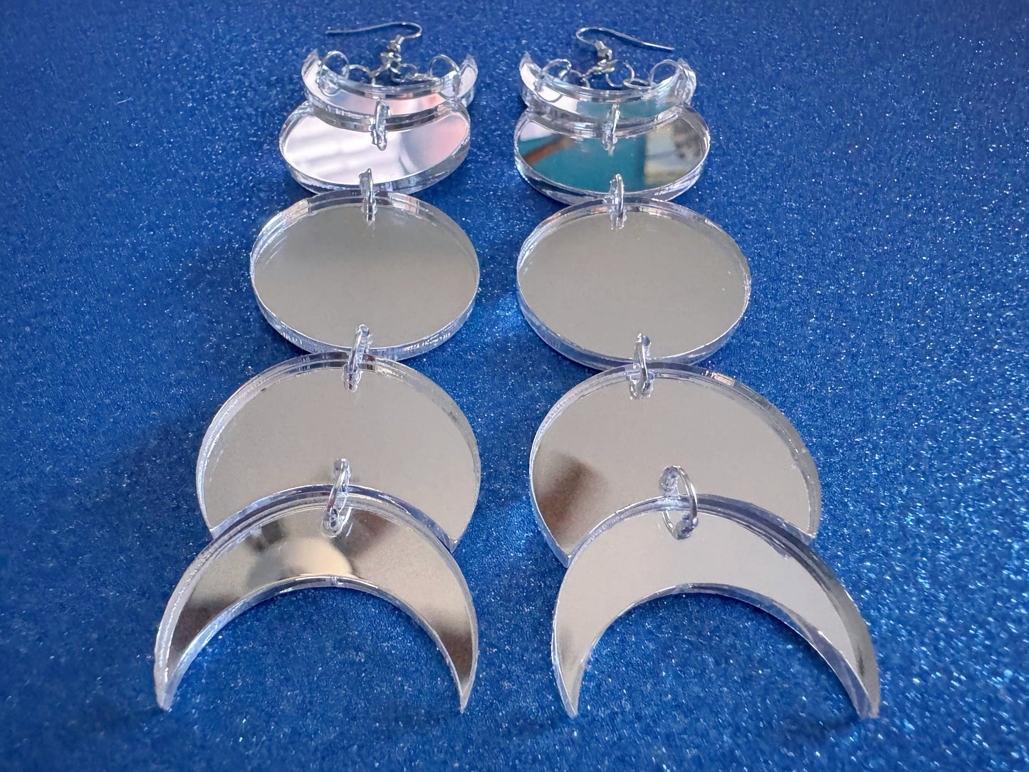 Oversized Mirrored Moon Phase Earrings: Laser Cut Acrylic Moons, Night, Astrology, Astronomy, Magic, Spiritual, Best Gifts for Her/Him/Them