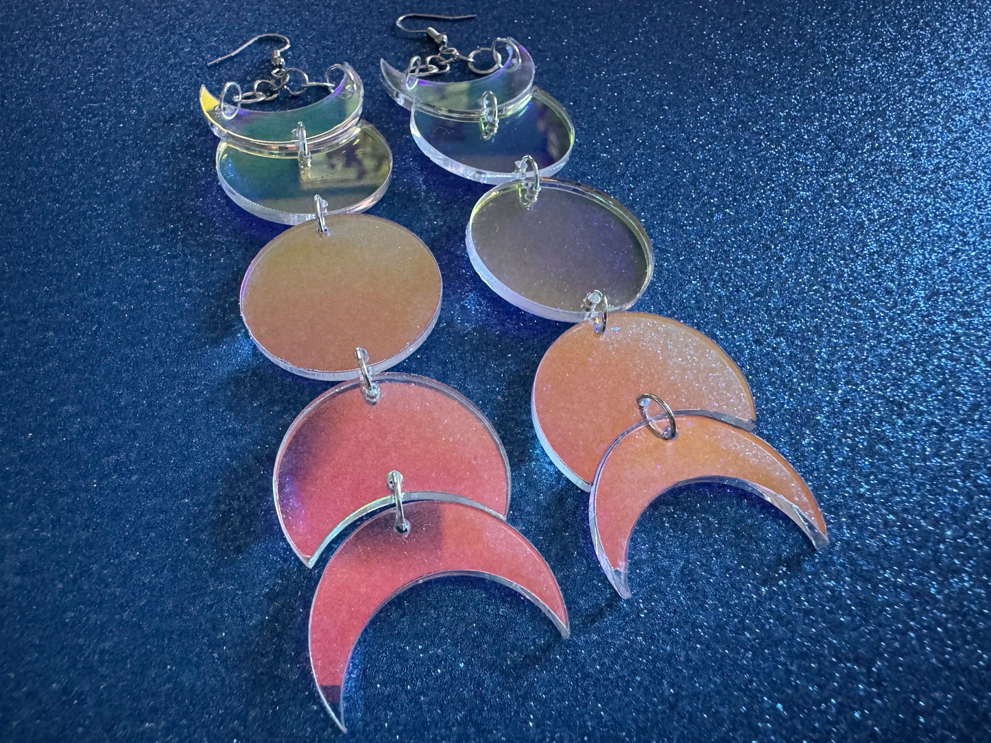 Oversized Mirrored Moon Phase Earrings: Laser Cut Acrylic Moons, Night, Astrology, Astronomy, Magic, Spiritual, Best Gifts for Her/Him/Them