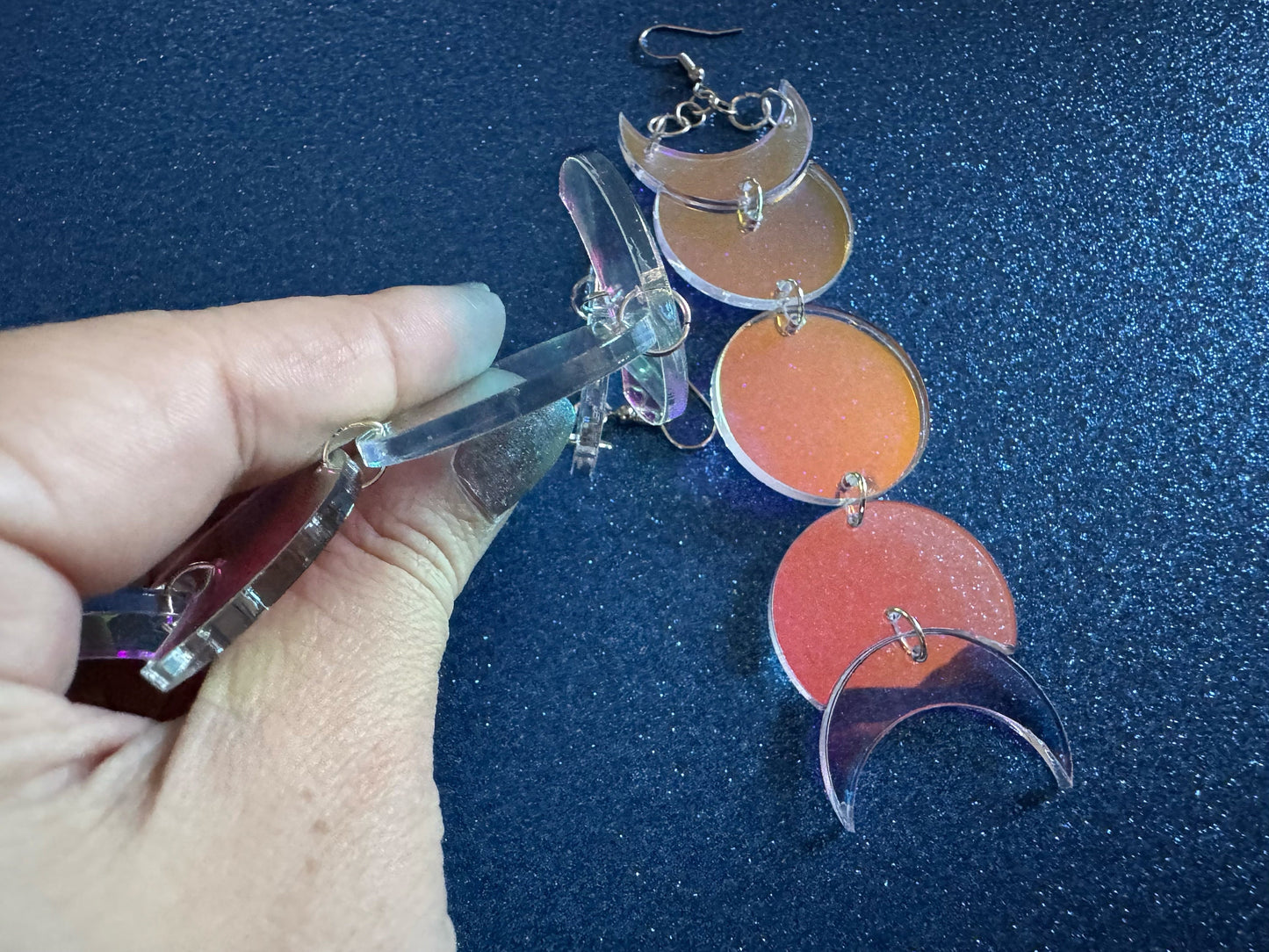 Oversized Mirrored Moon Phase Earrings: Laser Cut Acrylic Moons, Night, Astrology, Astronomy, Magic, Spiritual, Best Gifts for Her/Him/Them