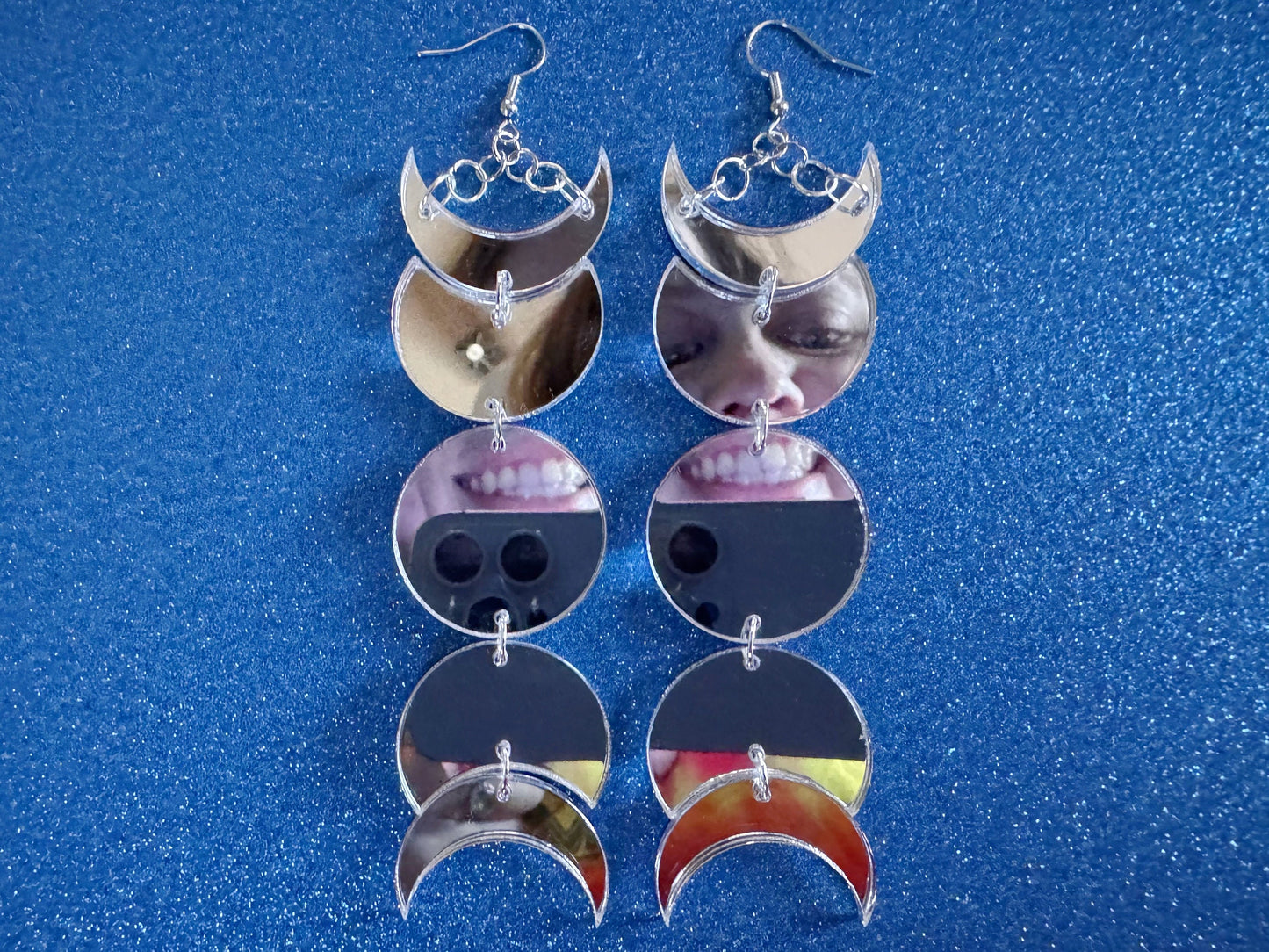 Oversized Mirrored Moon Phase Earrings: Laser Cut Acrylic Moons, Night, Astrology, Astronomy, Magic, Spiritual, Best Gifts for Her/Him/Them