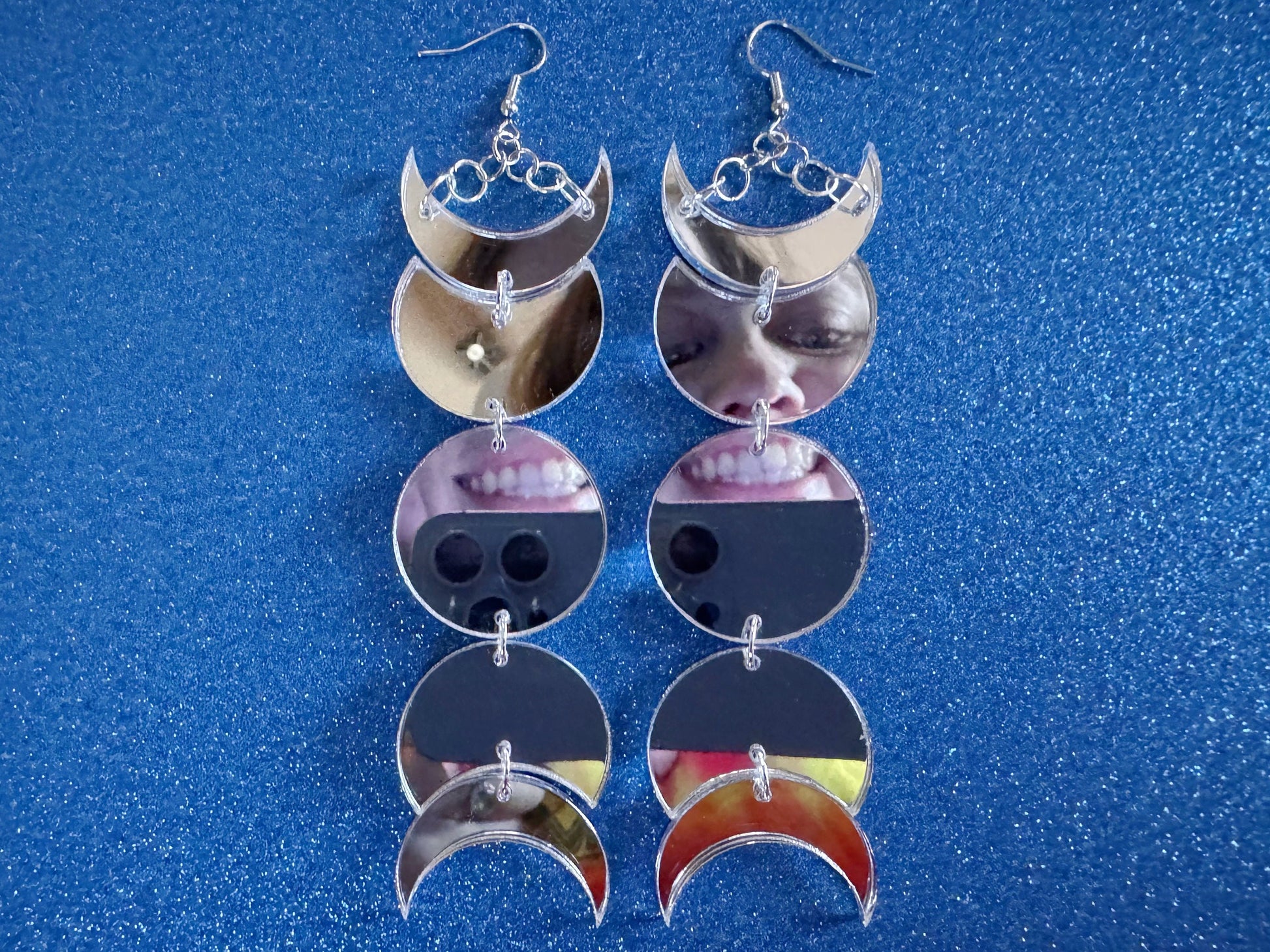 Oversized Mirrored Moon Phase Earrings: Laser Cut Acrylic Moons, Night, Astrology, Astronomy, Magic, Spiritual, Best Gifts for Her/Him/Them