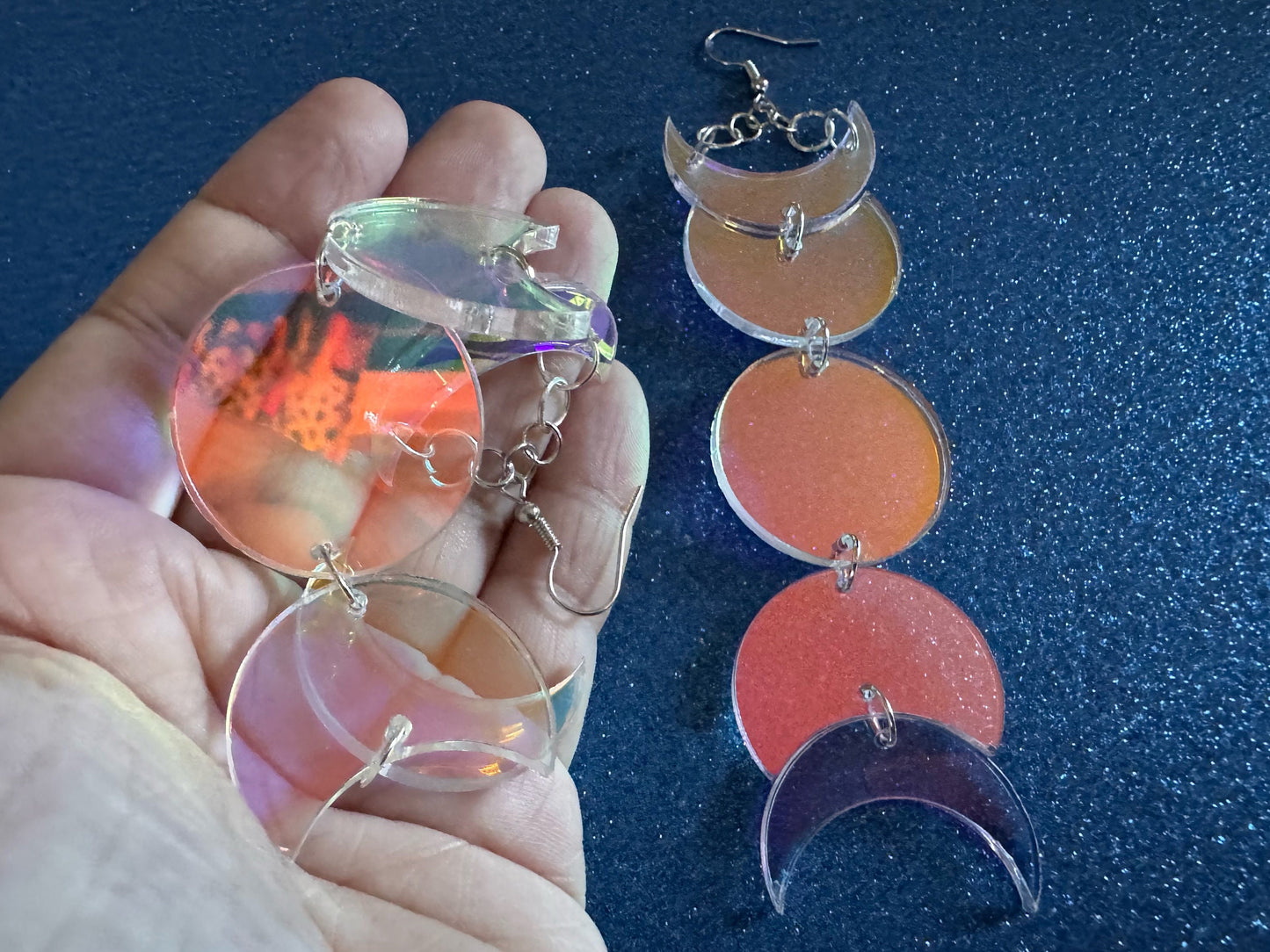 Oversized Mirrored Moon Phase Earrings: Laser Cut Acrylic Moons, Night, Astrology, Astronomy, Magic, Spiritual, Best Gifts for Her/Him/Them