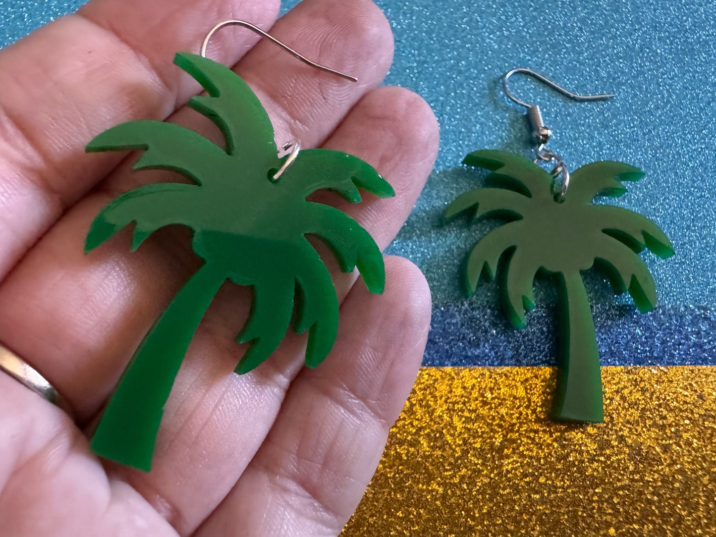 Palm Tree Earrings: Laser Cut Acrylic Palm Trees, Summer Vibes, Coconuts, Beach, Hawaii, Gifts for Her/Him/Them