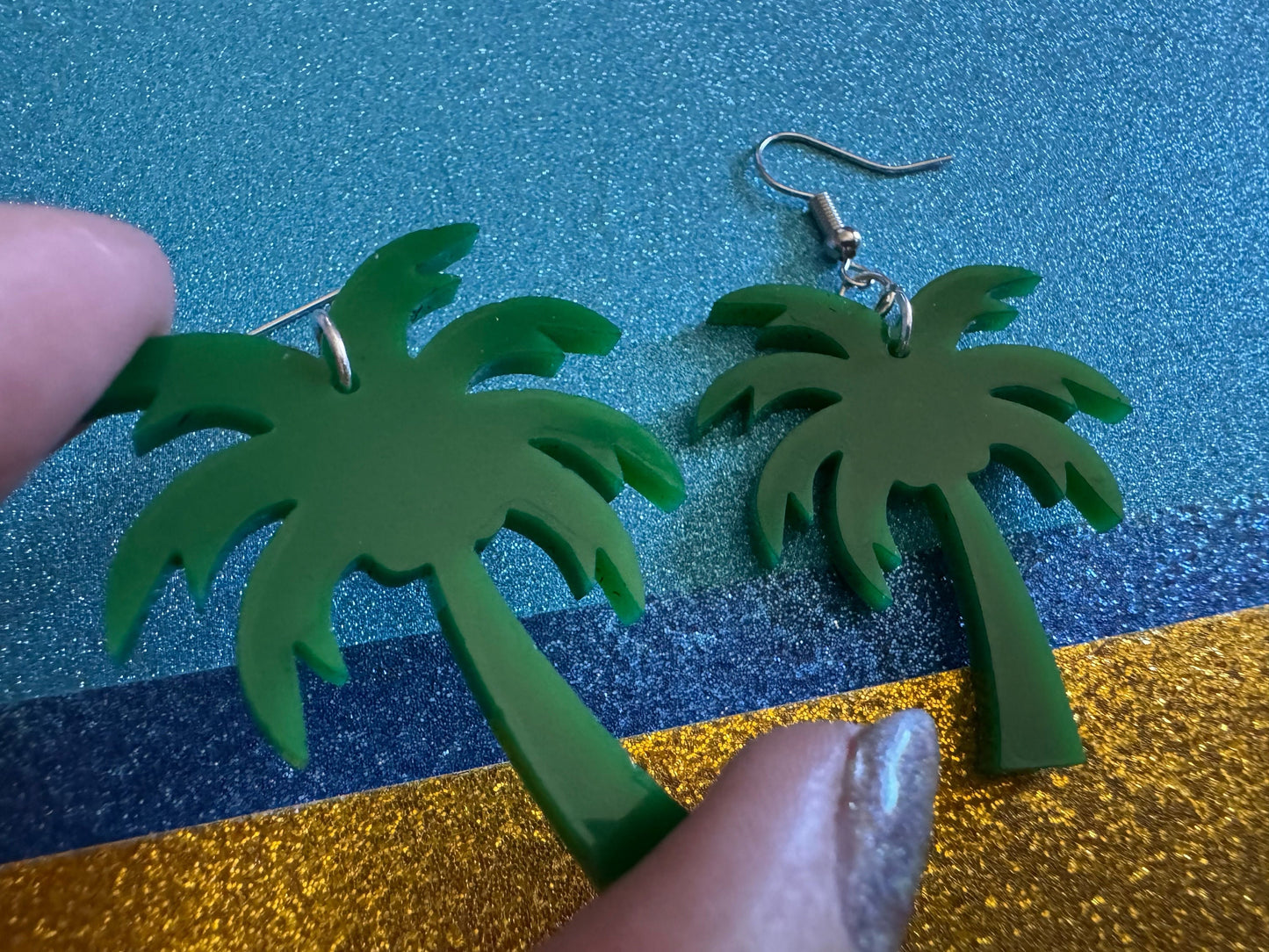 Palm Tree Earrings: Laser Cut Acrylic Palm Trees, Summer Vibes, Coconuts, Beach, Hawaii, Gifts for Her/Him/Them