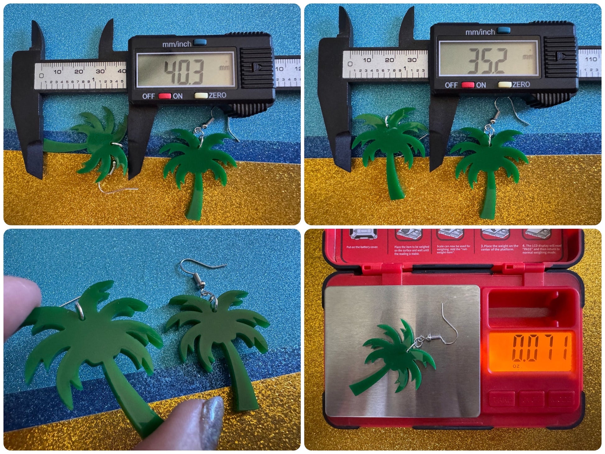 Palm Tree Earrings: Laser Cut Acrylic Palm Trees, Summer Vibes, Coconuts, Beach, Hawaii, Gifts for Her/Him/Them