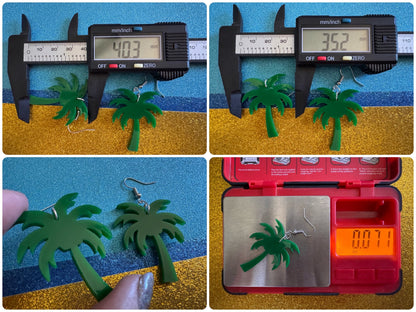 Palm Tree Earrings: Laser Cut Acrylic Palm Trees, Summer Vibes, Coconuts, Beach, Hawaii, Gifts for Her/Him/Them