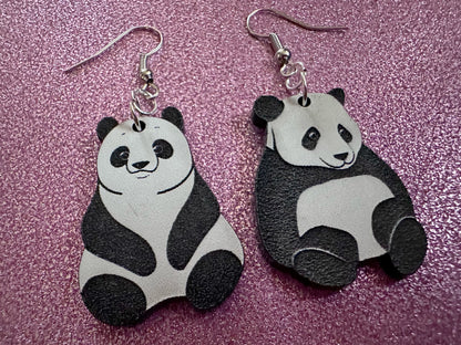 Panda Earrings: Laser Cut Acrylic Panda Bears, Chinese Animal, Animals, Bamboo Forest, Novelty, China, Zoology, Best Gifts for Her/Him/Them