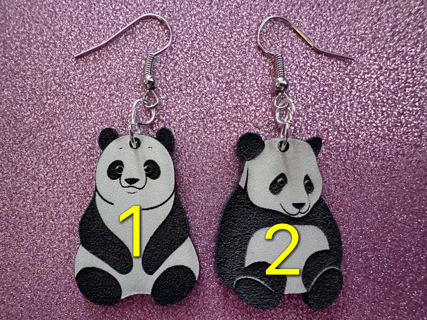 Panda Earrings: Laser Cut Acrylic Panda Bears, Chinese Animal, Animals, Bamboo Forest, Novelty, China, Zoology, Best Gifts for Her/Him/Them