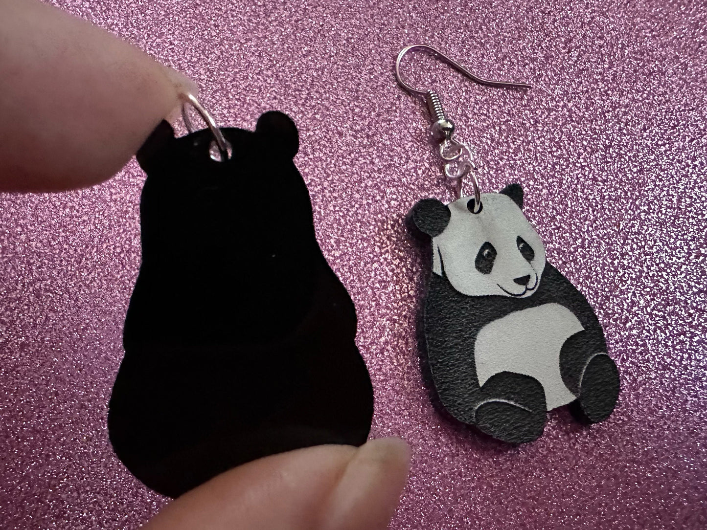 Panda Earrings: Laser Cut Acrylic Panda Bears, Chinese Animal, Animals, Bamboo Forest, Novelty, China, Zoology, Best Gifts for Her/Him/Them