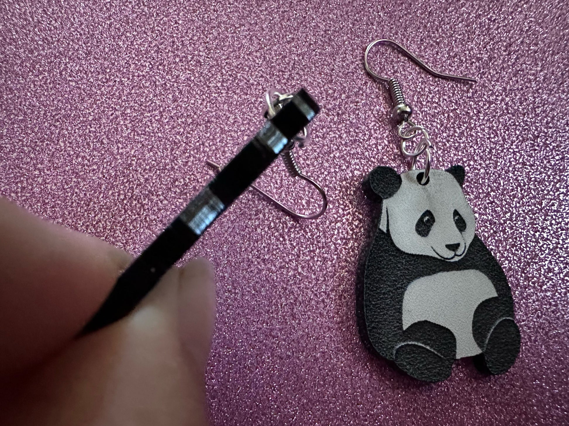 Panda Earrings: Laser Cut Acrylic Panda Bears, Chinese Animal, Animals, Bamboo Forest, Novelty, China, Zoology, Best Gifts for Her/Him/Them