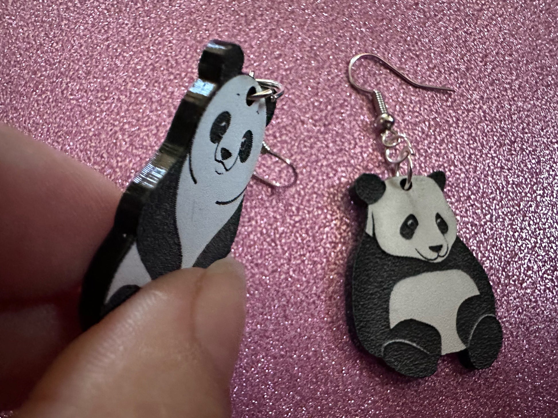 Panda Earrings: Laser Cut Acrylic Panda Bears, Chinese Animal, Animals, Bamboo Forest, Novelty, China, Zoology, Best Gifts for Her/Him/Them