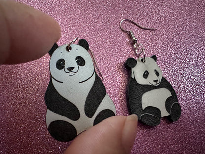 Panda Earrings: Laser Cut Acrylic Panda Bears, Chinese Animal, Animals, Bamboo Forest, Novelty, China, Zoology, Best Gifts for Her/Him/Them