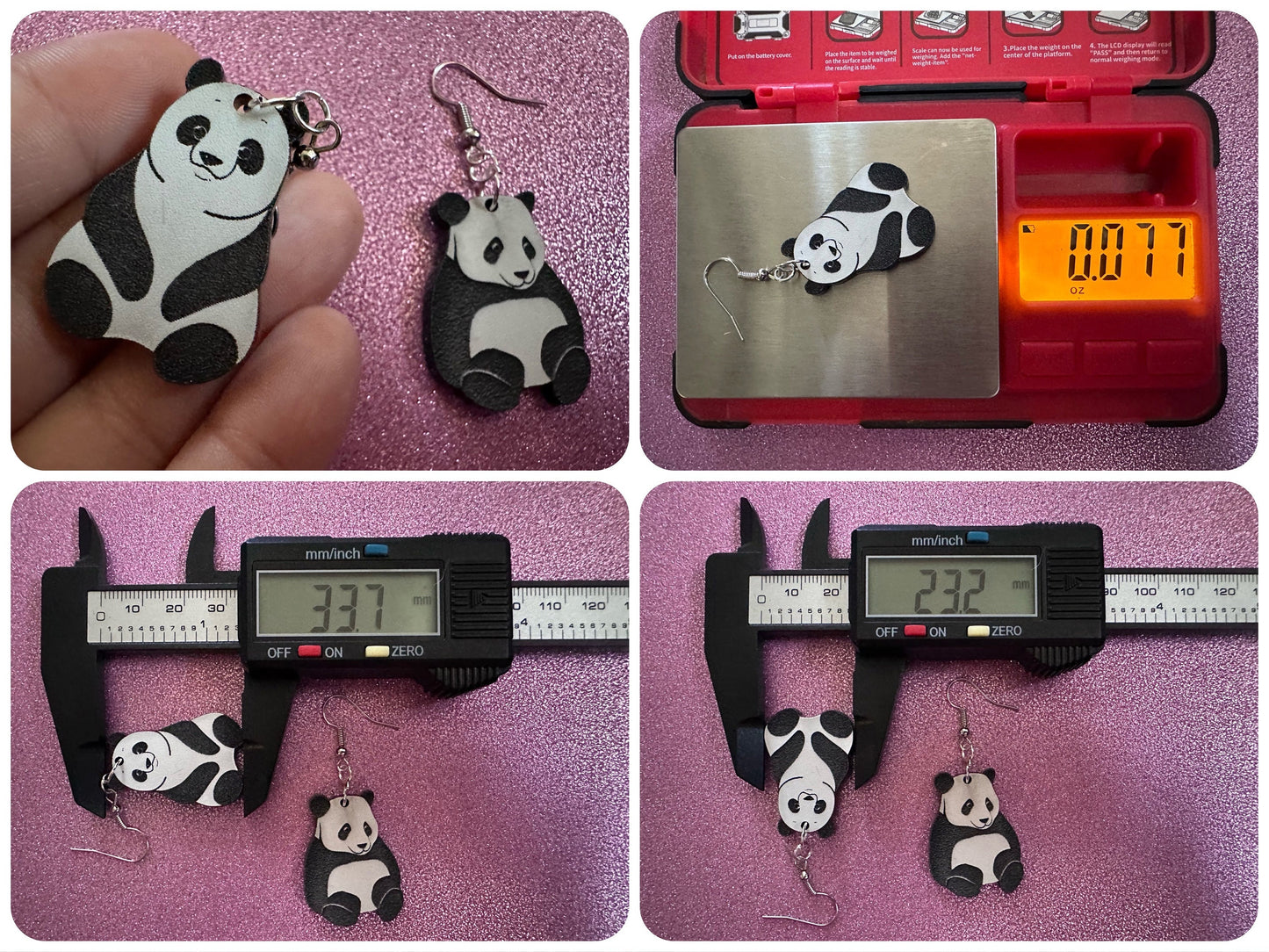 Panda Earrings: Laser Cut Acrylic Panda Bears, Chinese Animal, Animals, Bamboo Forest, Novelty, China, Zoology, Best Gifts for Her/Him/Them