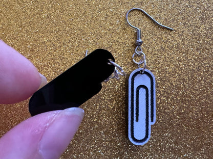 Paperclip Earrings: Laser Cut Acrylic Paper Clip Earrings, Writing, Teacher, Back to School, Stationary, Best Gifts for Her/Him/Them
